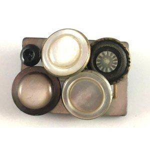 OOAK Brooch Handmade From Vintage Mother of Pearl Buttons and Buckle